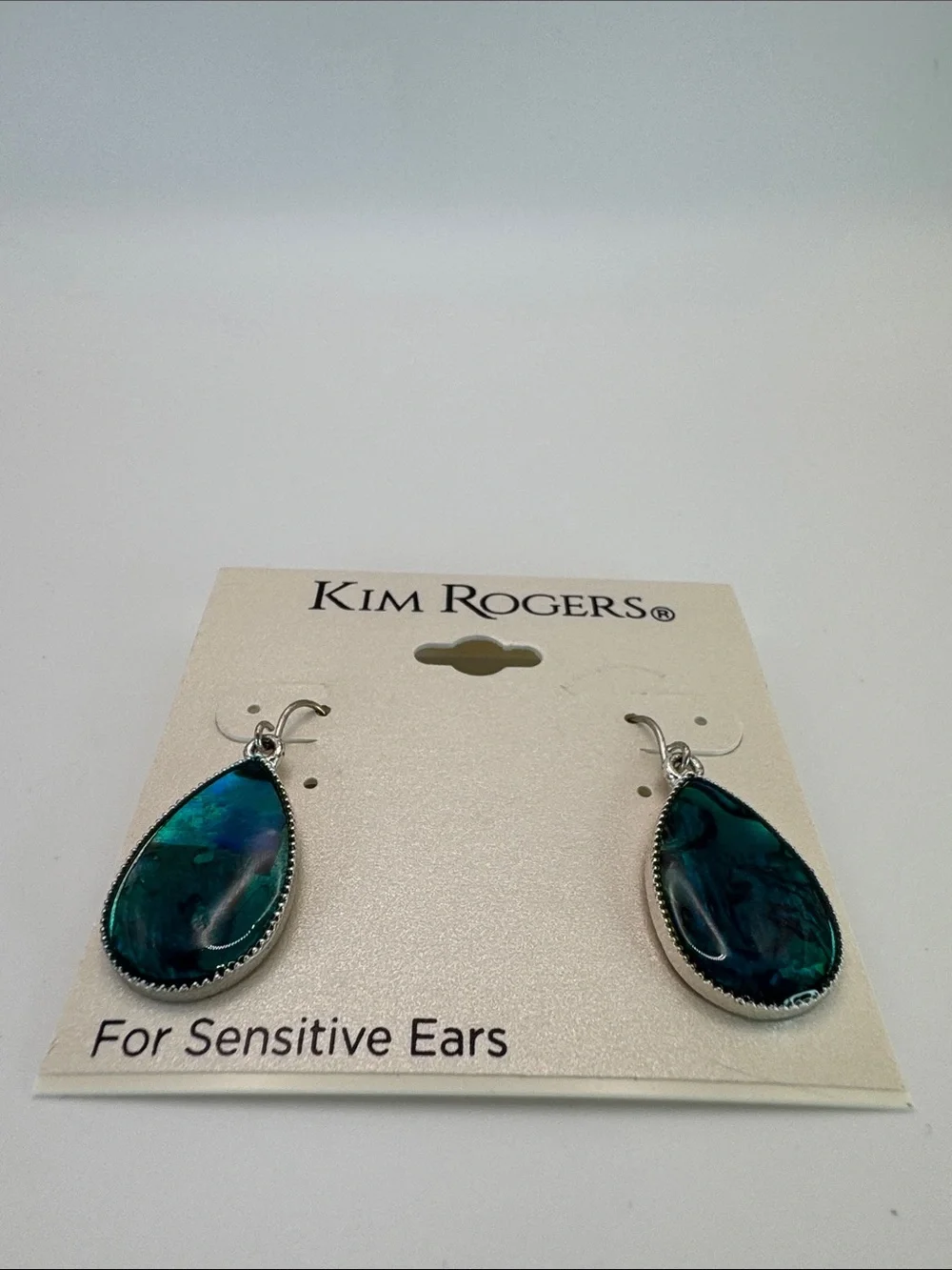 Kim Rogers Teardrop Dangle Earrings in Deep Teal and Aqua